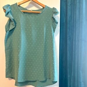 Les Amis Flutter Short Sleeve Scoop Neck Tank Top